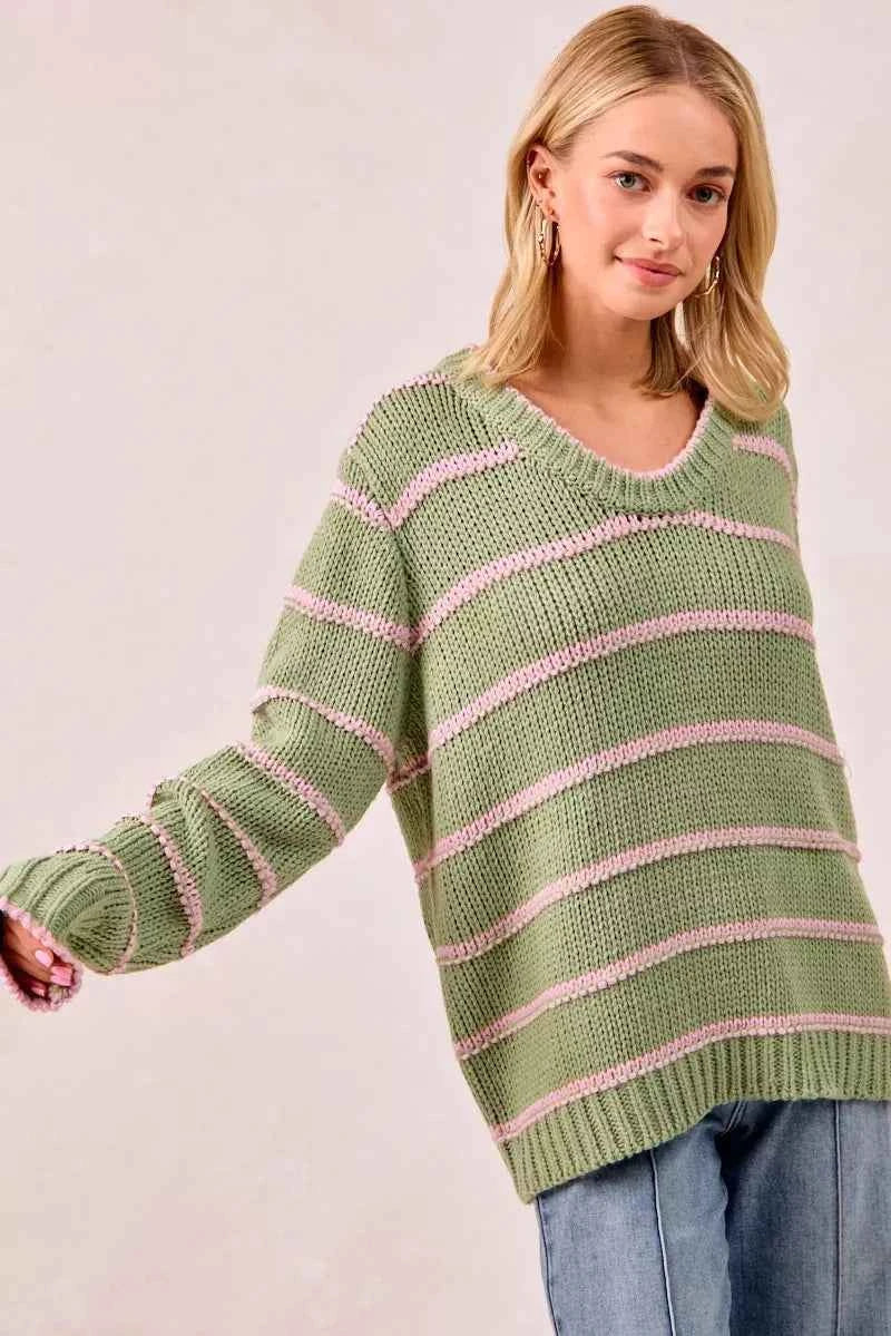 BiBi Striped Long Sleeve Sweater 6f808e8108404e2d82c0f19bfa10244e-Max-Origin