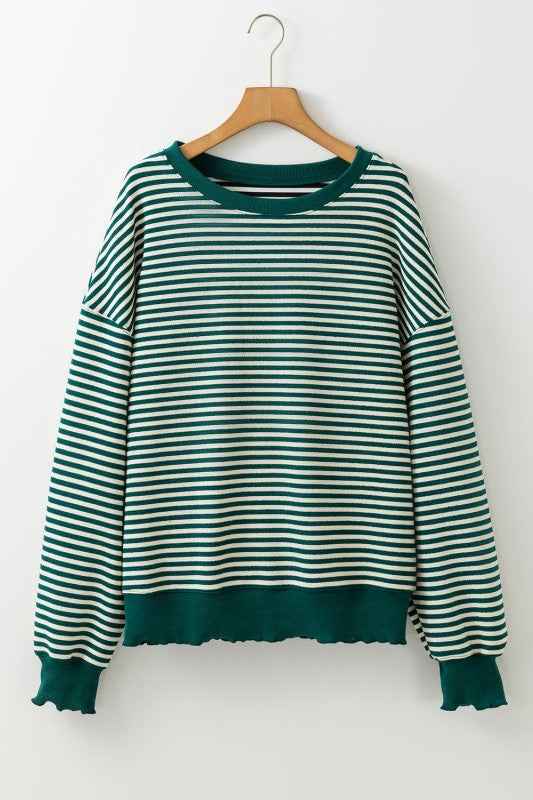 Stripe Drop Shoulder Long Sleeve Top 6f8a5a6e-7ab9-4fc1-a944-a5f5948a19bf