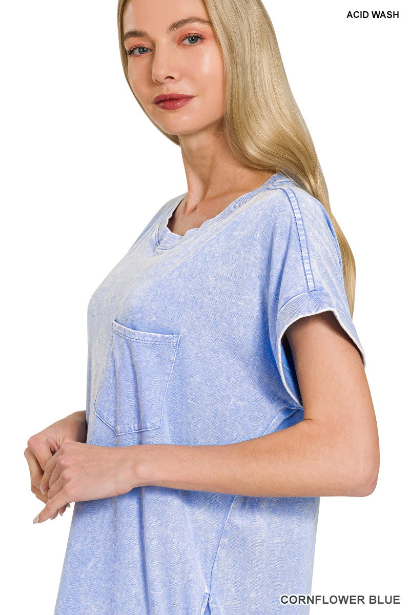Zenana Washed Exposed Seam Short Sleeve T-Shirt Dress 6f95c63cbee34e13bb0212b86b0ac86a-Max