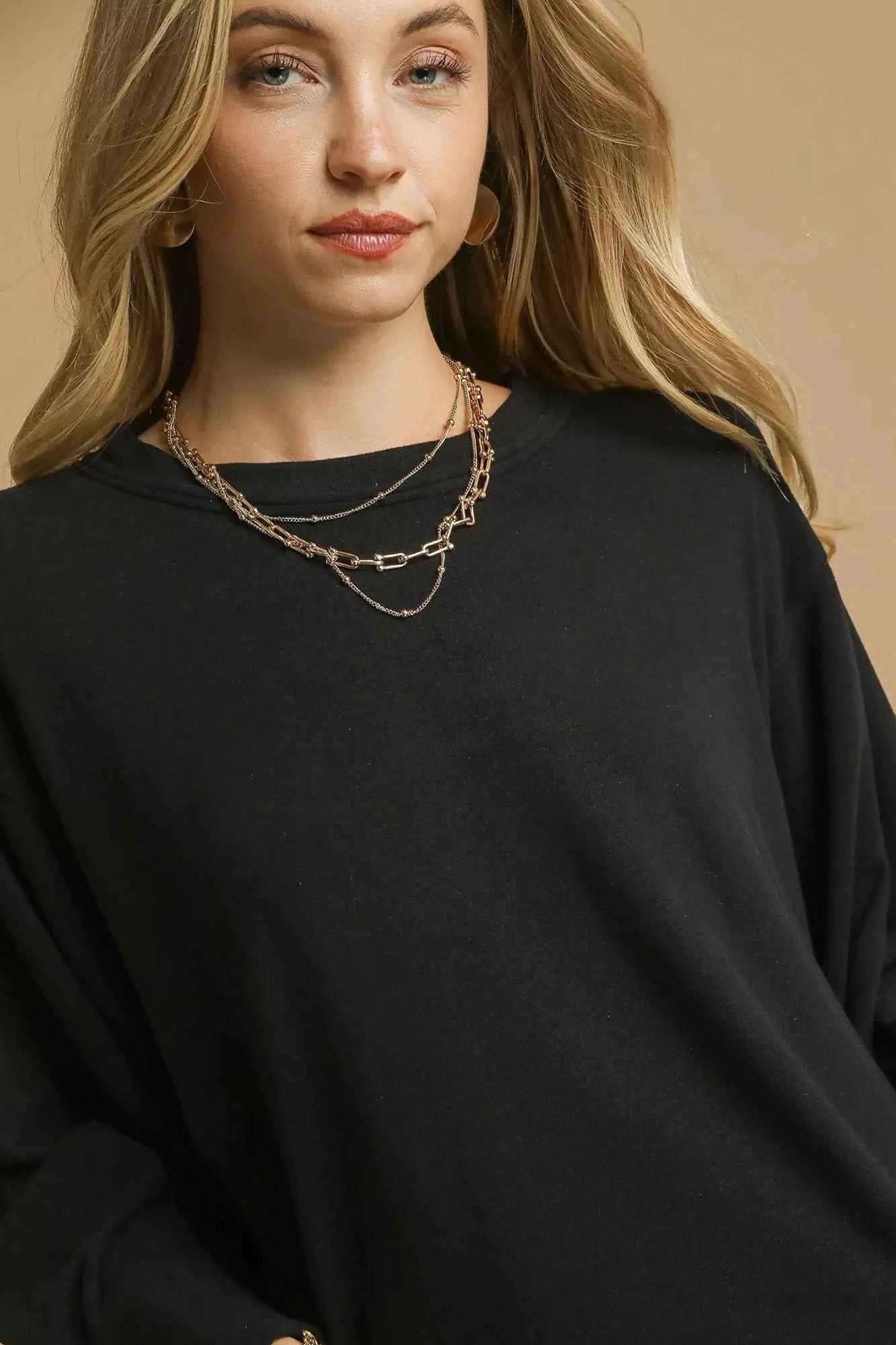 Umgee Brushed Fleeve Crewneck Top 6f9a9f1f-bd7a-48b9-b2bb-47420d44d362-Max-Origin