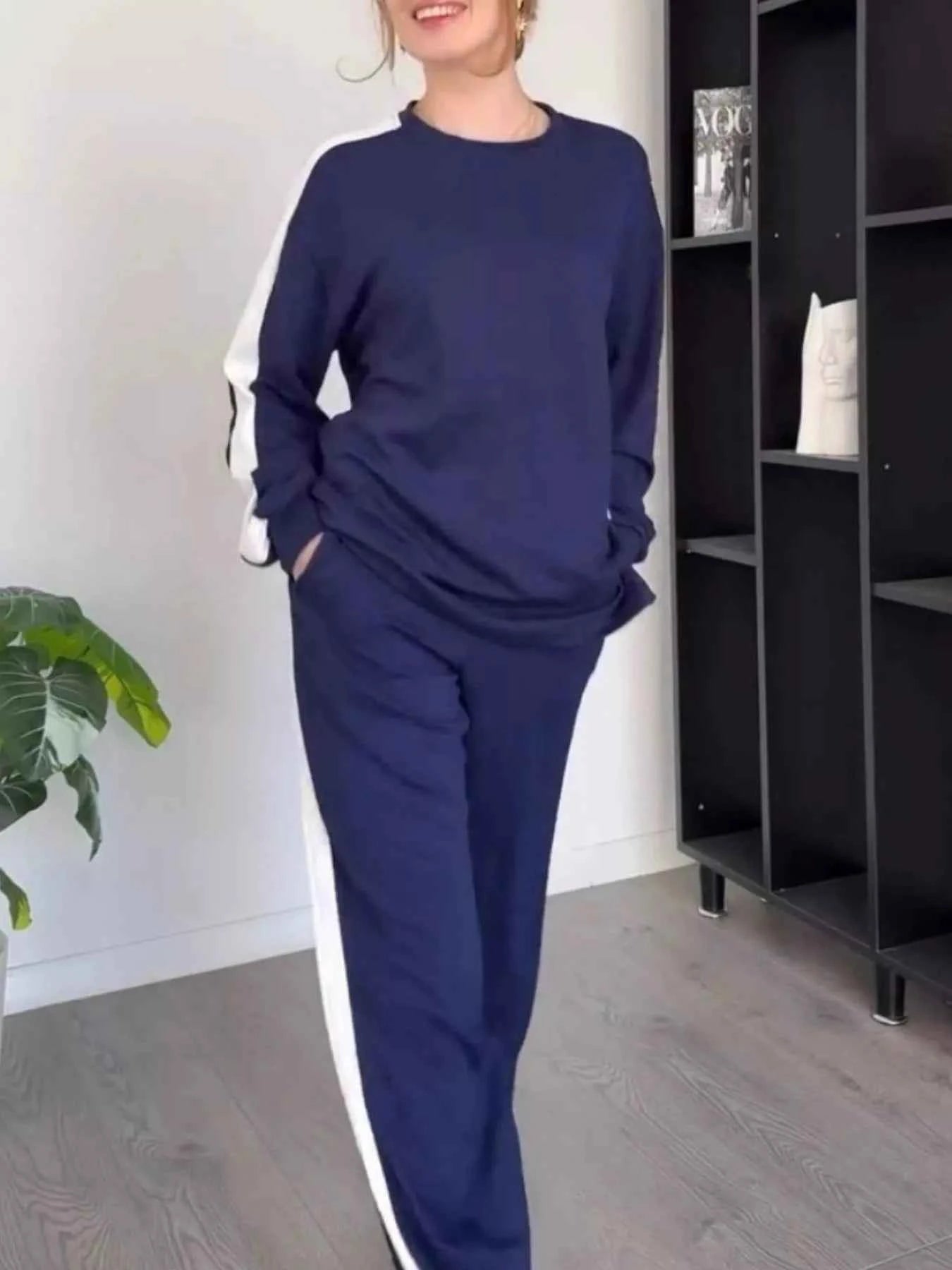Full Size Contrast Round Neck Top and Pants Set Plus Size 6fa23022-2c8f-4b6c-83fe-67db287df064-Max-Origin