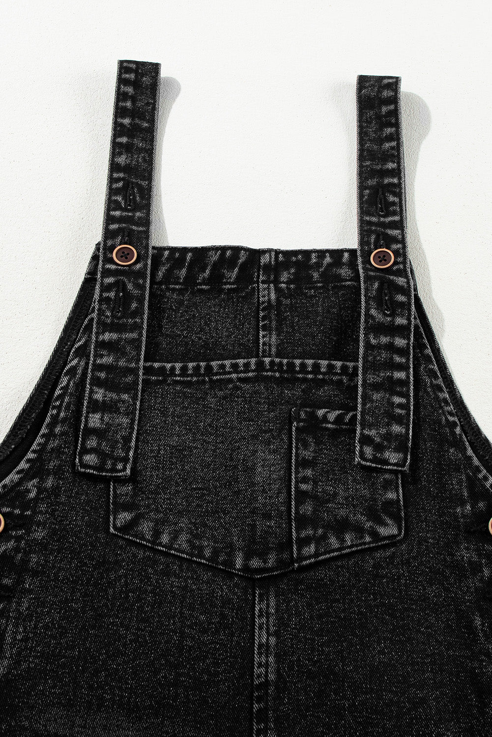 Black Distressed Bib Pocket Wide Leg Denim Overall 6fa673610e9799f1