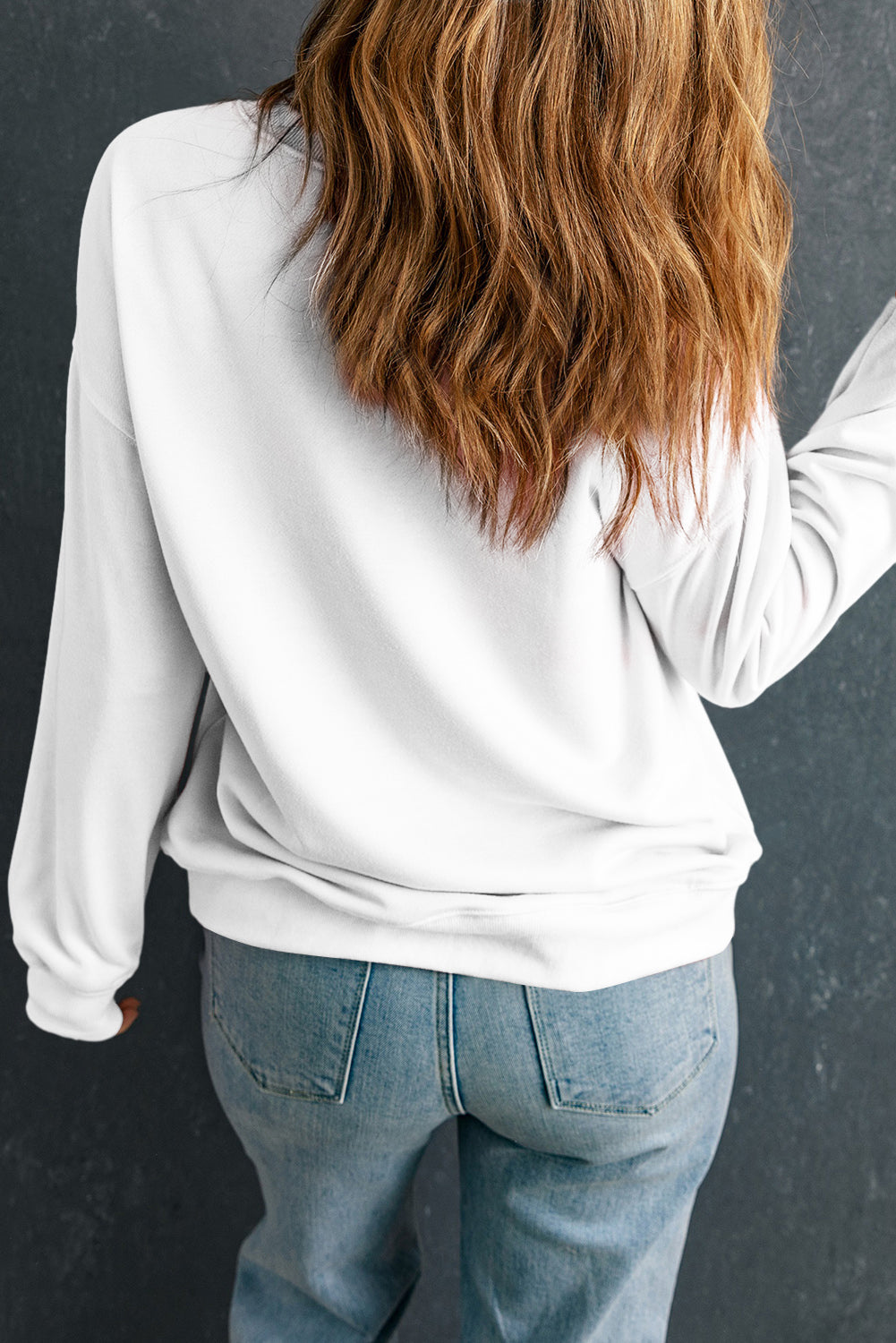 White Sequin Pumpkin Patched Drop Shoulder Sweatshirt 6fbbf3900d161119