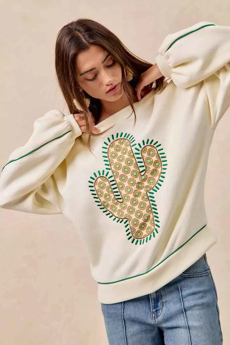 BiBi Cactus Embroidered Fleece Sweatshirt 6fc02e32f2554f7c91e25a497427ae96-Max-Origin