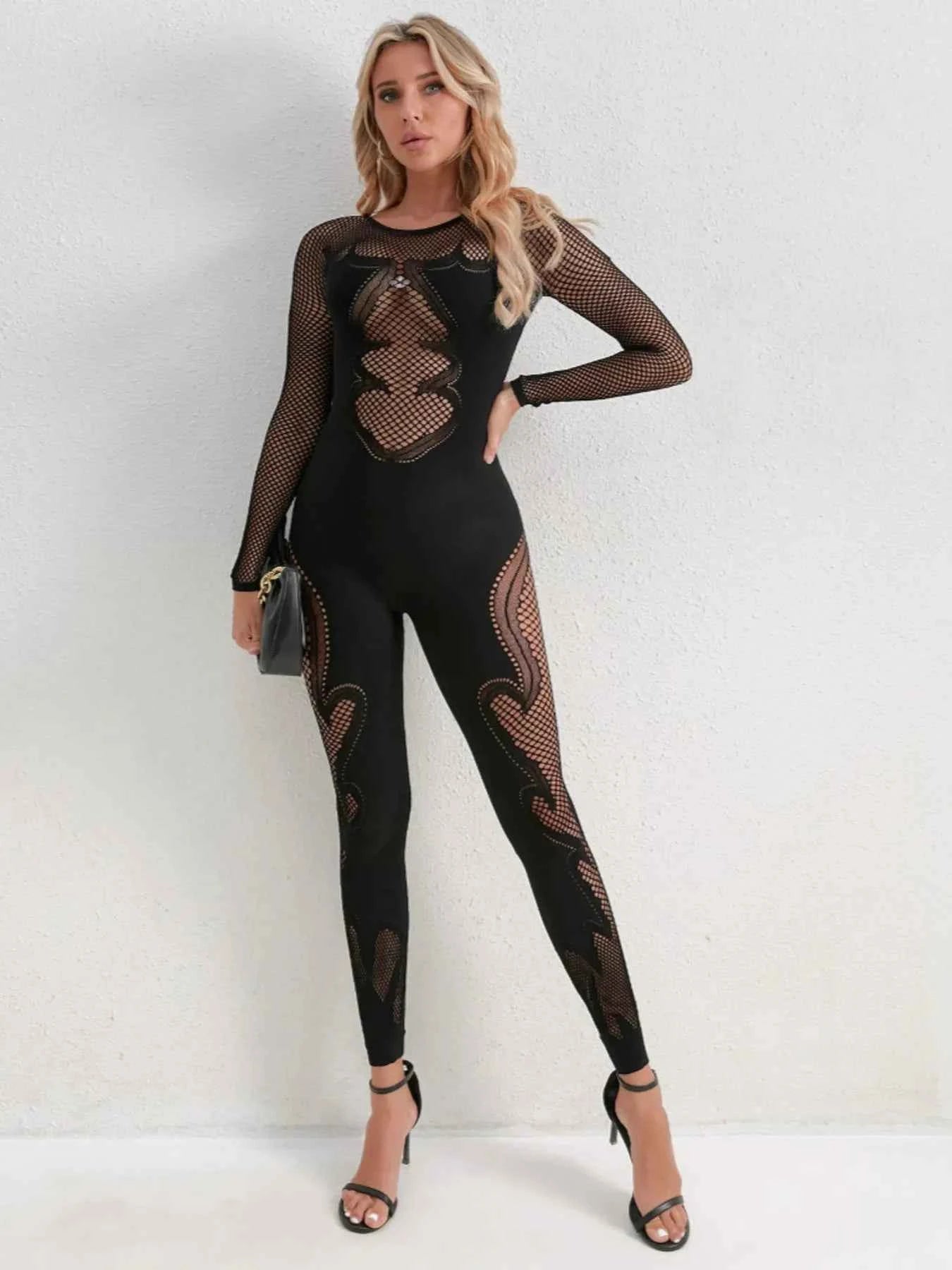 Fishing Net Sheer Long Sleeve Jumpsuit 6fcaddbaf153438a9c4d10370f149c42-Max-Origin