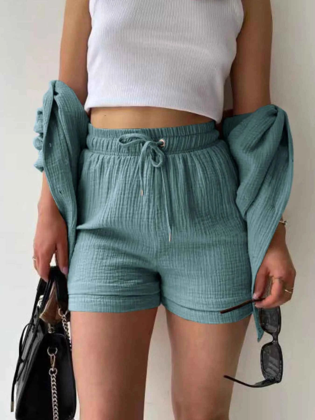 Textured Button Up Shirt and Shorts Set 6fdf7f9b-99cb-485c-b91b-fd1df816ef88-Max-Origin