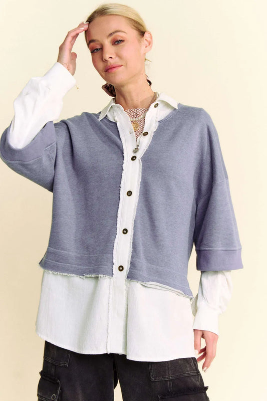 Faux Layered French Terry Contrast Top 6fe14e48-ceb2-4899-9507-4c3b99e662b7-Max