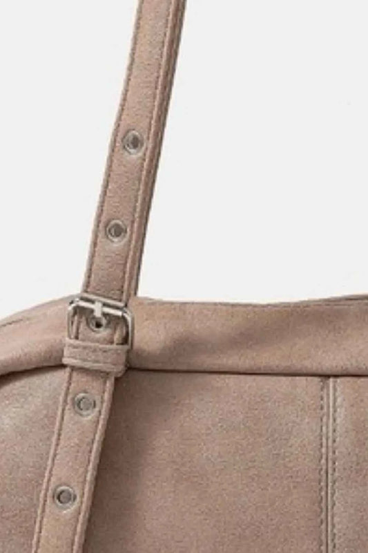 Fame Multi Grommet Belt Strap Rustic Rectangular Hand Bag 6fe4ed55-1da9-4690-9d3a-f7e0a23f3672-Max-Origin