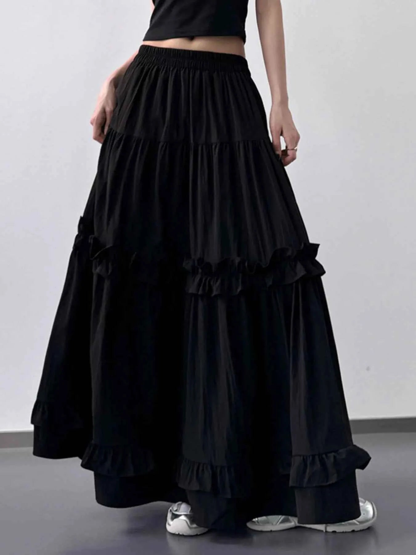 Elastic Waist Ruffle Maxi Skirt 6ff086f7-c57b-43aa-9d05-0a8aac6b4298-Max-Origin