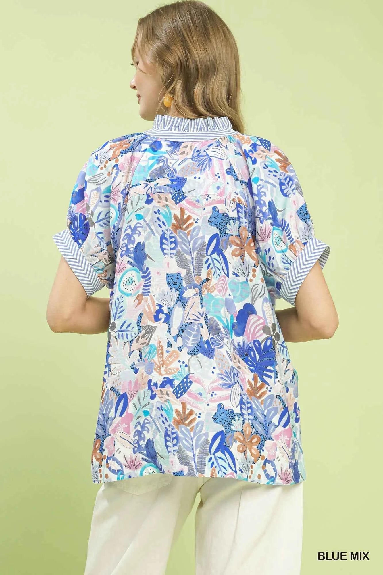 Umgee Mix Boho Printed V-Neck Top 6ff2f4fd-3399-4662-bbdf-557d6da06fb3-Max