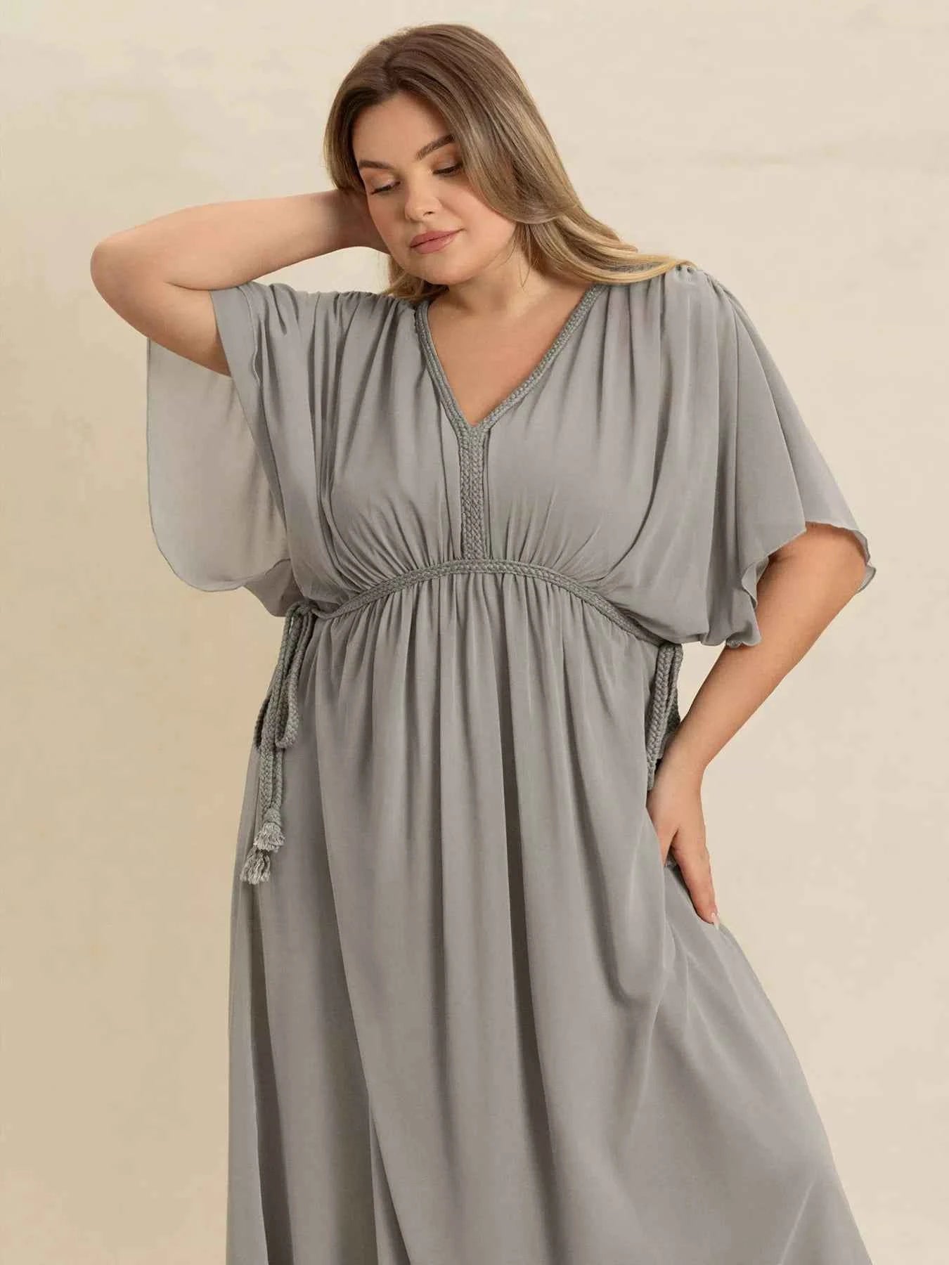Plus Size V-Neck Flutter Sleeve Dress 6ff5a4f0-c70f-4a8d-aa65-fe19a8fb3f9a-Max-Origin