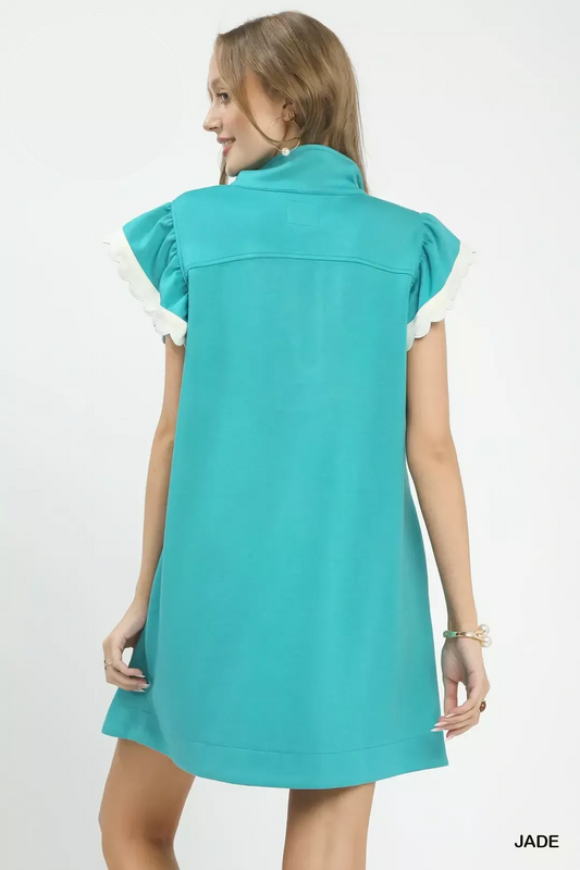 Zip-Neck Flutter Sleeve Dress 7000d523-3228-4f4e-b058-f3b8c9ff814e-Max-Origin