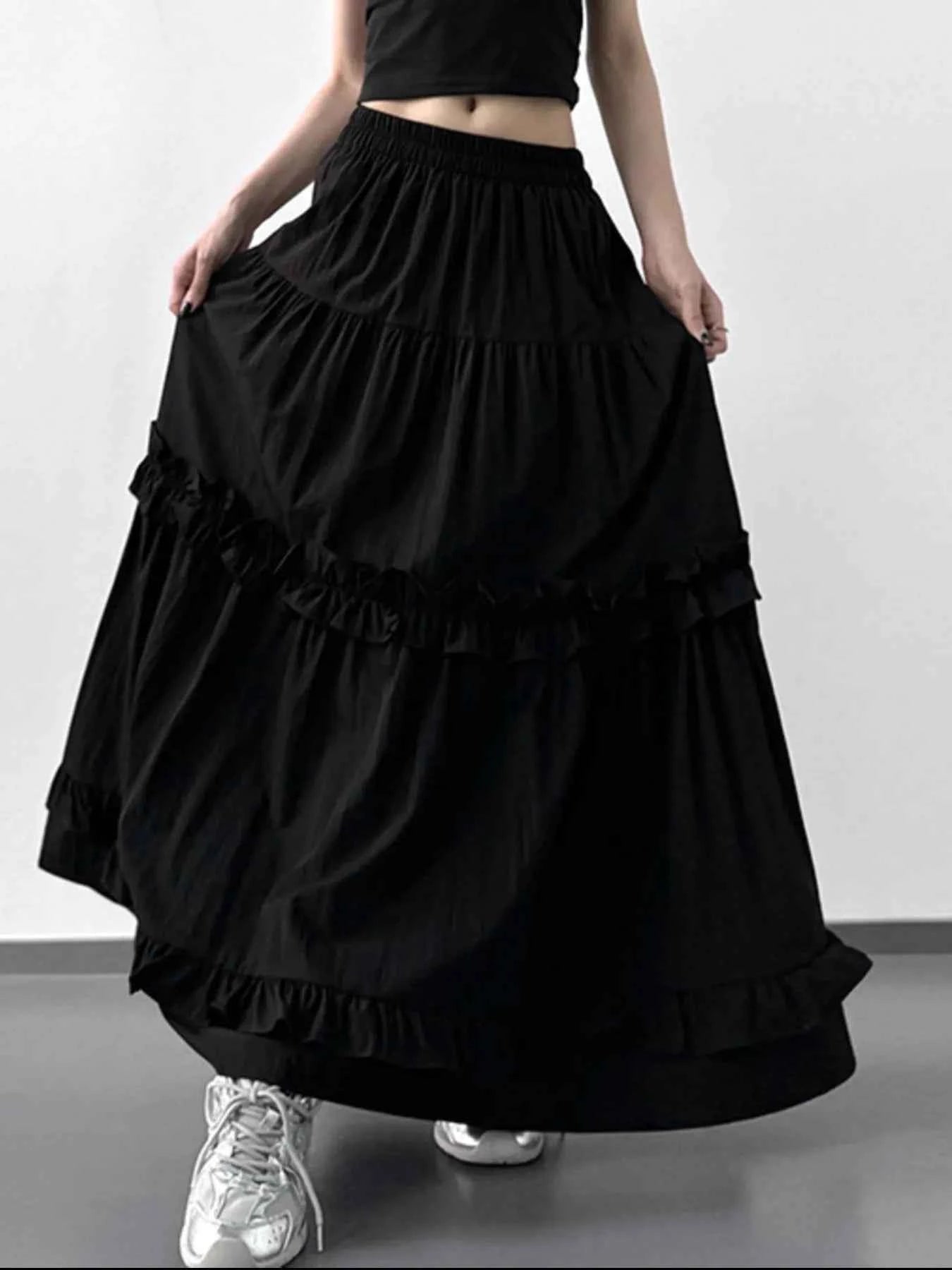 Elastic Waist Ruffle Maxi Skirt 7001b67e-6d33-4235-9d3c-73630085cb85-Max-Origin