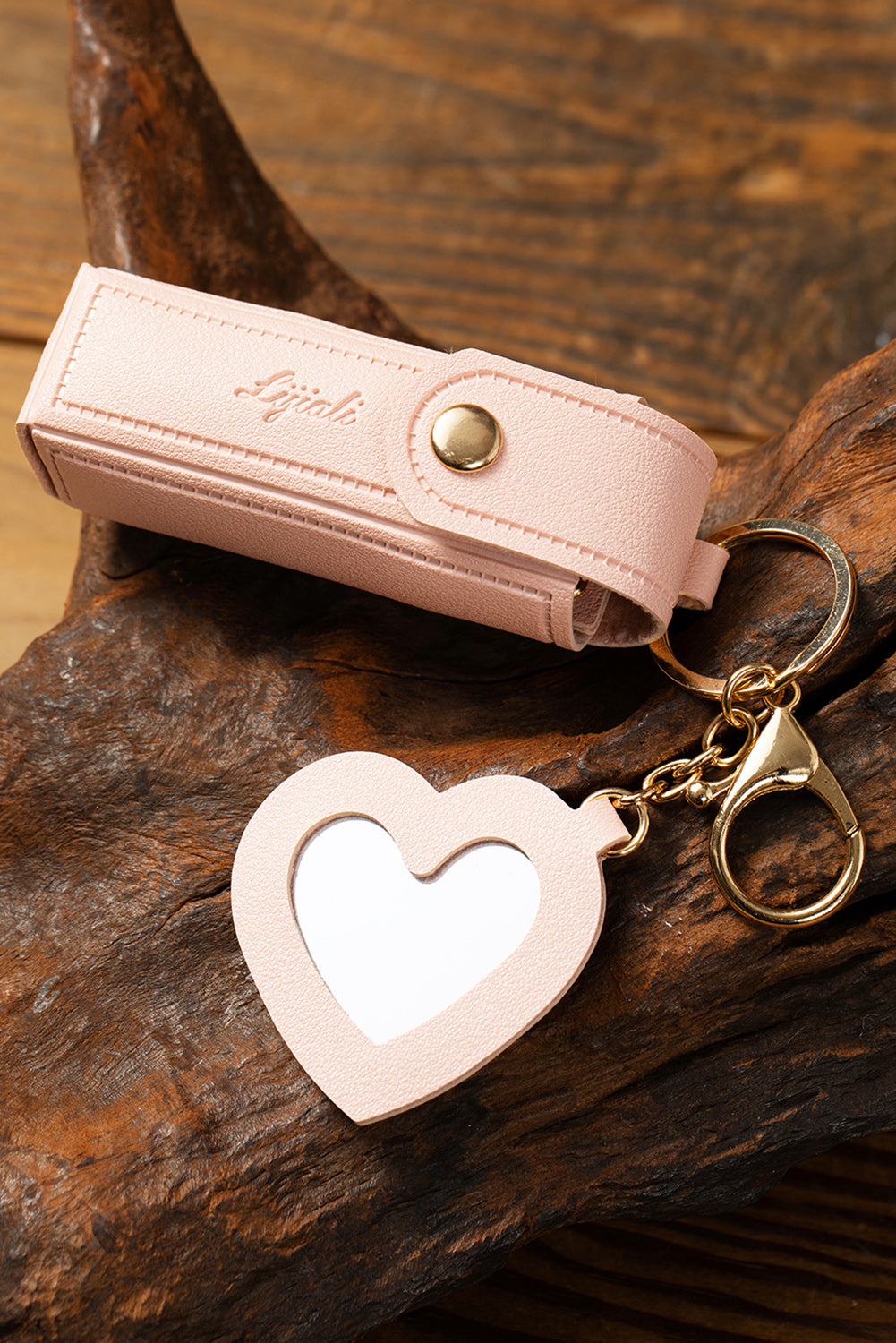 Apricot Pink Portable Lipstick Pocket Heart Decoration Keychain 700381d60dd8520b