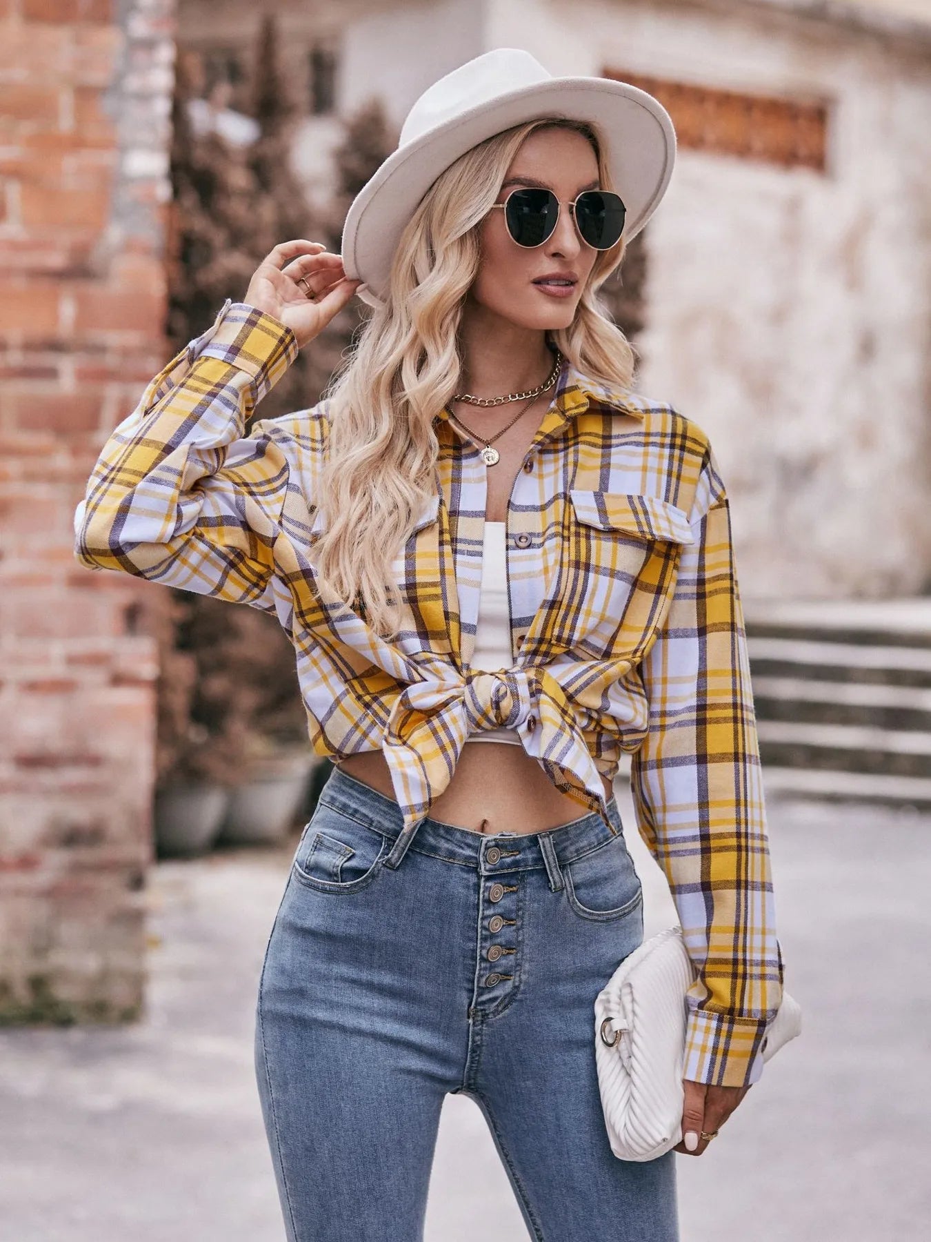 Plaid Button-Down Long Sleeve Shirt 700649b61e0c463fa31a8fba43cce2fa-Max-Origin