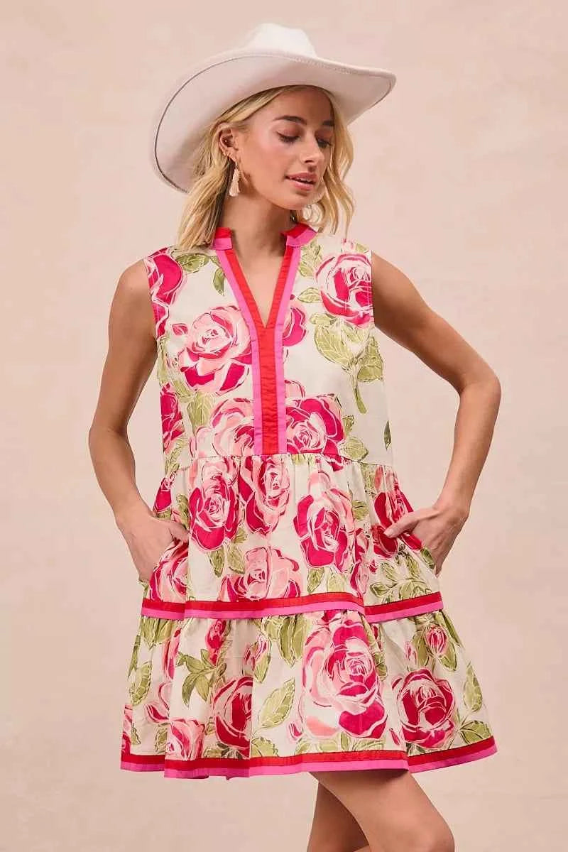 BiBi Floral Woven Contrast Edge Tiered Ruffle Mini Dress 700e6b72acb54ea4a91282167d5f8304-Max-Origin