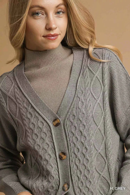 Chunky Cable Knit V-Neck Button-Up Cardigan 7011f12e-9f0c-42c0-b6c0-1ba8cd99084e-Max-Origin