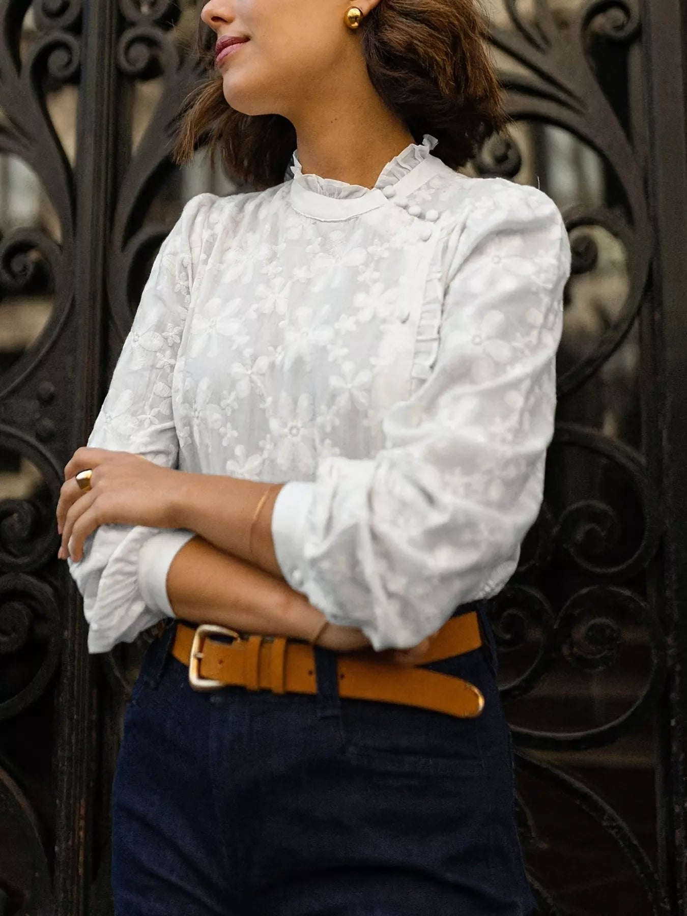 Floral Embroidered Ruffle Trim Blouse 70166d1d7442441baf90270811a43c43-Max-Origin