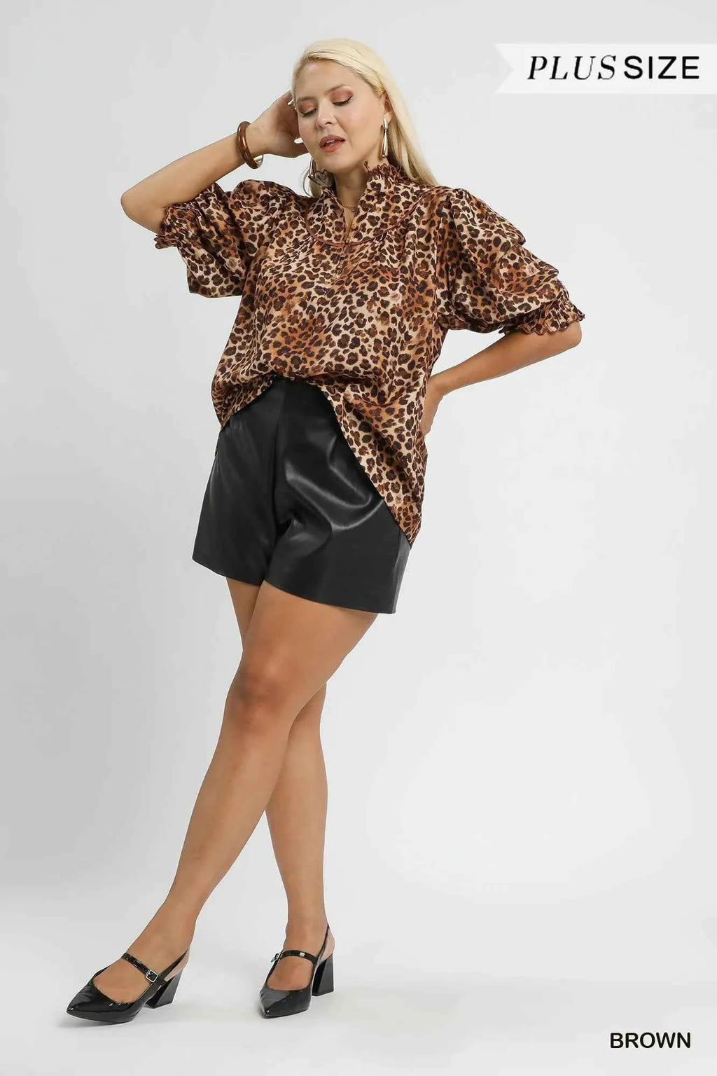 Umgee Full Size Leopard Print Ruffle Neck Blouse Plus Size 701ef8d1-9ac3-4651-8e68-ff163da4abf8-Max-Origin