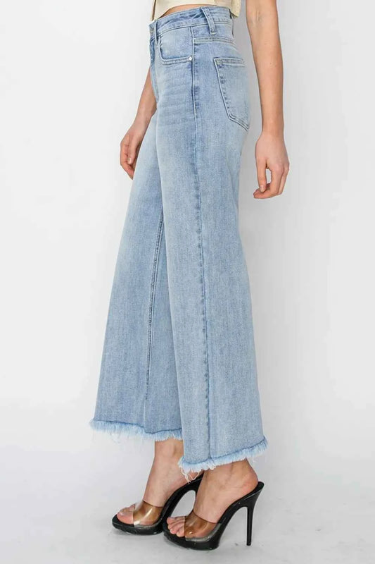 High Rise Crop Wide Fray Hem Jeans 70208499-3556-4bd6-8cce-20af3f213f3b-Max