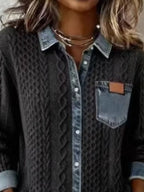 Denim Trim Cable Knit Cardigan 7021331f-a547-4a7a-a658-4a64d7692014-Max-Origin