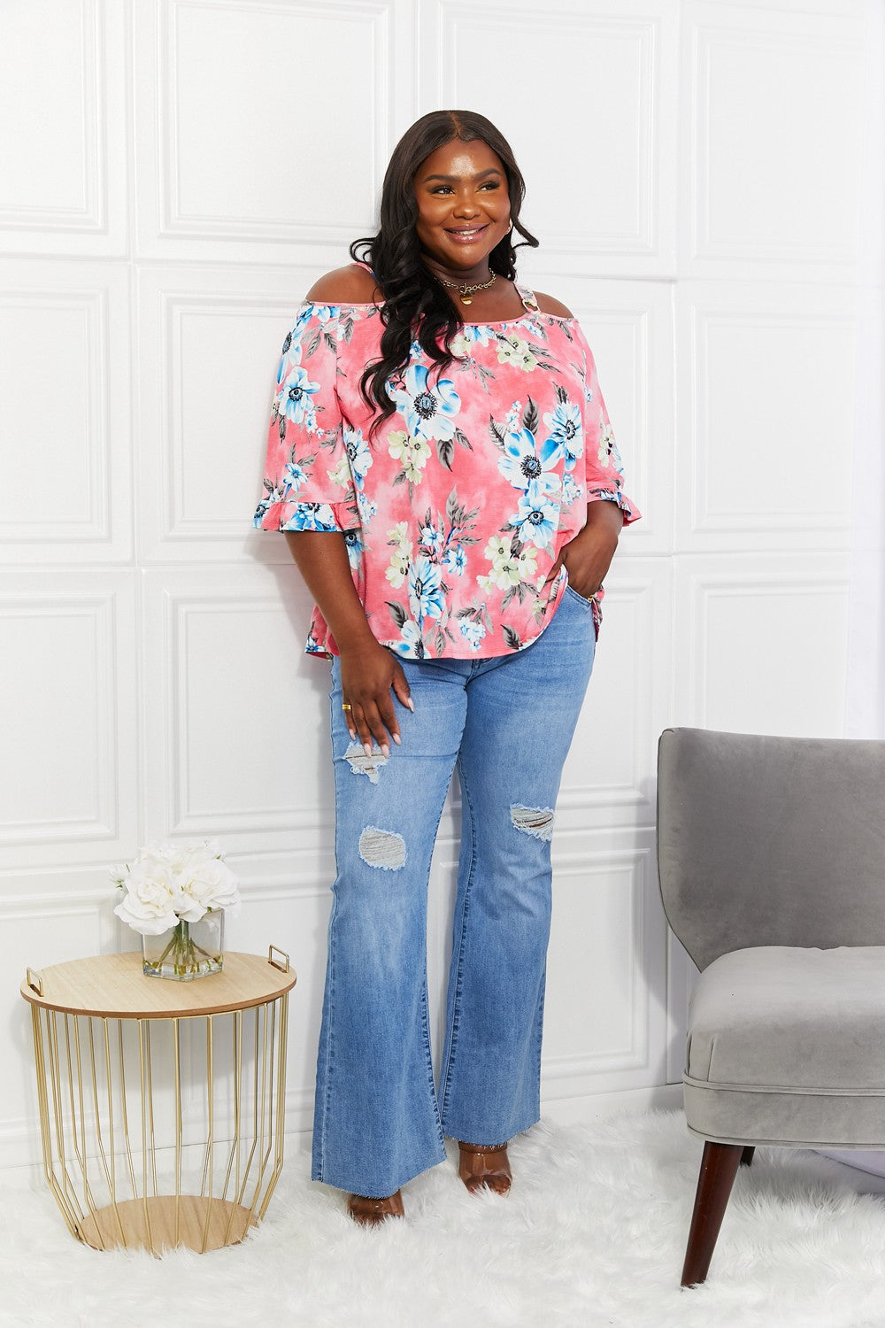 Sew In Love Full Size Fresh Take Floral Cold-Shoulder Top 7029d8ea95214cbea0a4ab4a3614cc5a-Max