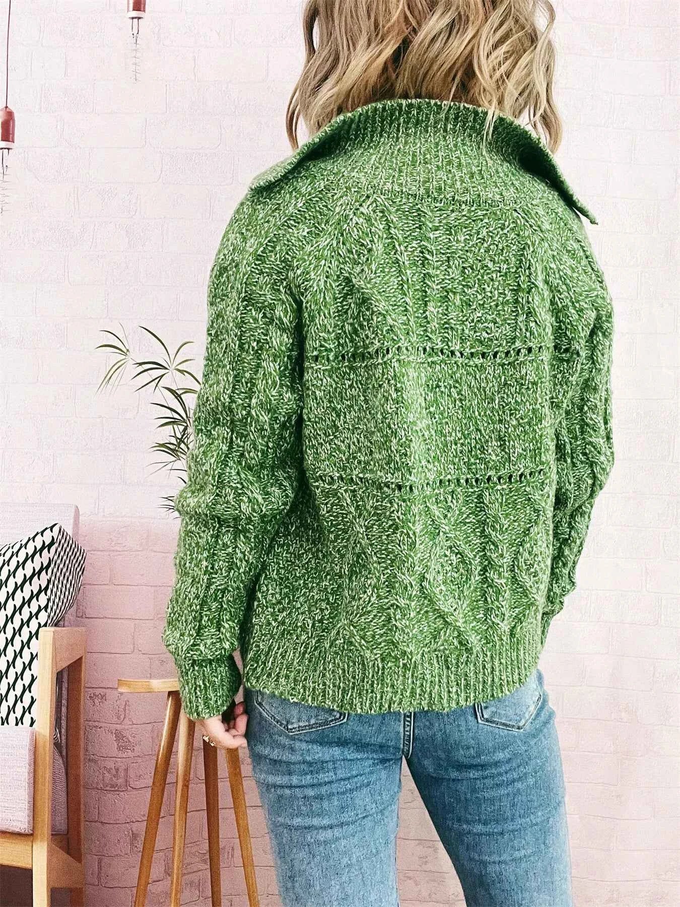 Openwork Cable Knit Button-Up Cardigan 702e848f3b474fafb9855cba511ce37e-Max-Origin