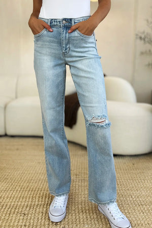 Women's High Waist Distressed Straight-Leg Jeans Light 703cd5e7-f966-4cc6-87c9-bc2b968f10f2-Max