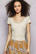 POL Round Neck Short Sleeve Crop T-Shirt with Lace Trim CREAM 703e7e5a-e0f9-42a0-a735-e43f5f50ef0a-Max-Origin