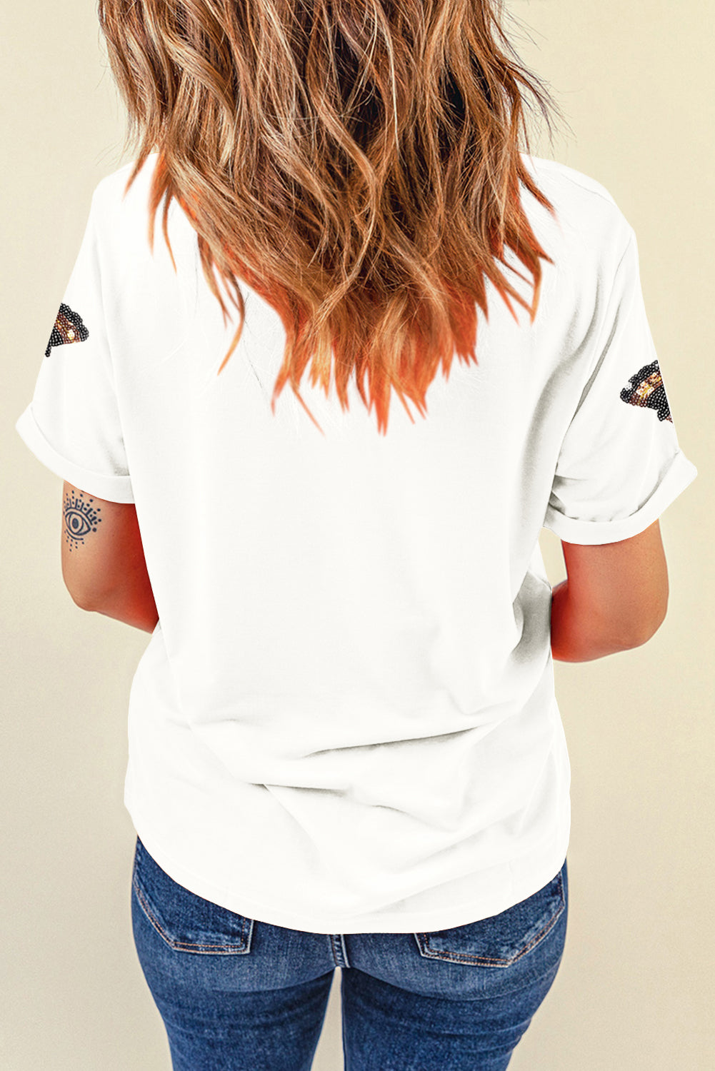 Black Sequin Turkey Patch Application Graphic Tee 705106058f2b20b1