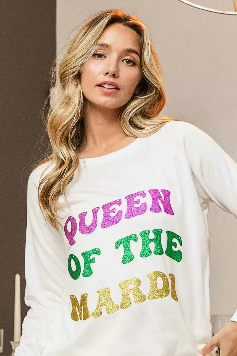 BiBi Queen Of Mardi Glitter Print Mardi Gras Sweatshirt 705394e3-5d1b-409b-bfa5-00b0c30b717b-Max-Origin