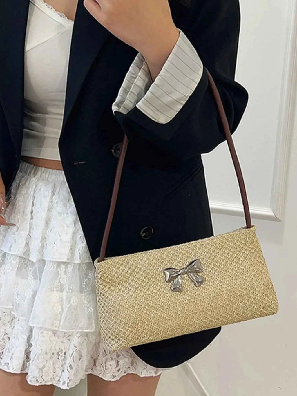 Woven Straw Shoulder Bag with Bow Detail 70546b53-a2e0-4f03-955f-1947666b2c6d-Max-Origin