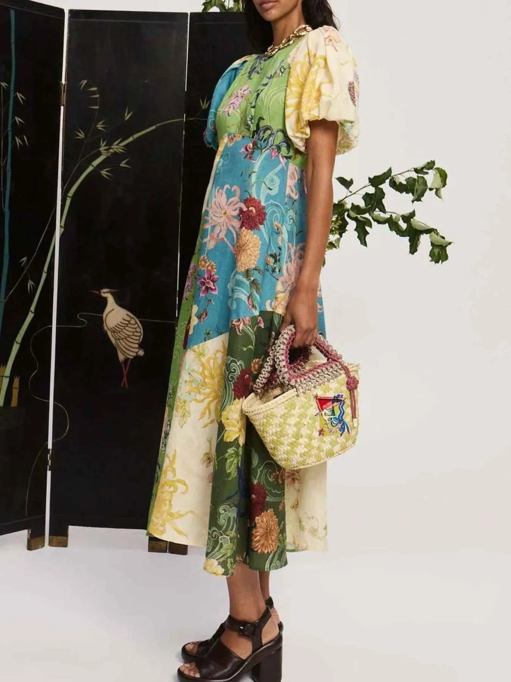 Printed Round Neck Puff Sleeve Dress 705e8488-9e89-4993-8b63-ea27e24fbf3a-Max-Origin