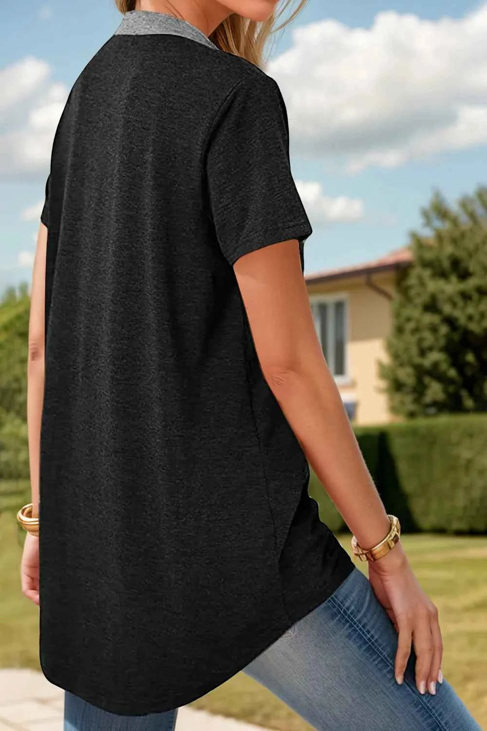 Full Size Half Button Short Sleeve T-Shirt 7060824a-b11d-42ae-bbe1-b098cce27dc3-Max