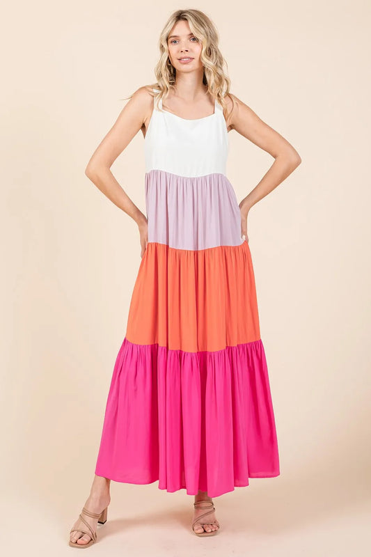 Mittoshop Color Block Tiered Pull-On Maxi Dress FUCHSIA MULTI 7069b60bfe4f413fb9fa3c2722635d93-Max-Origin