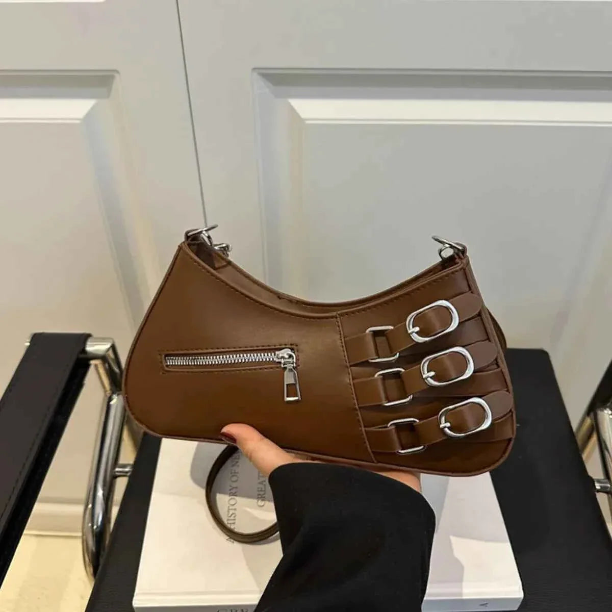 Decor Buckle Shoulder Bag Coffee onesize 706e74c8-c4f6-423b-a579-b5fe10d5e34c-Max-Origin