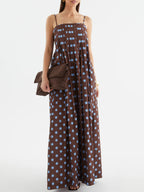 Polka Dot Pleated Detail Maxi Dress Brown 7076ae7f-ec64-4324-abc6-87a0c3cc2aa1-Max