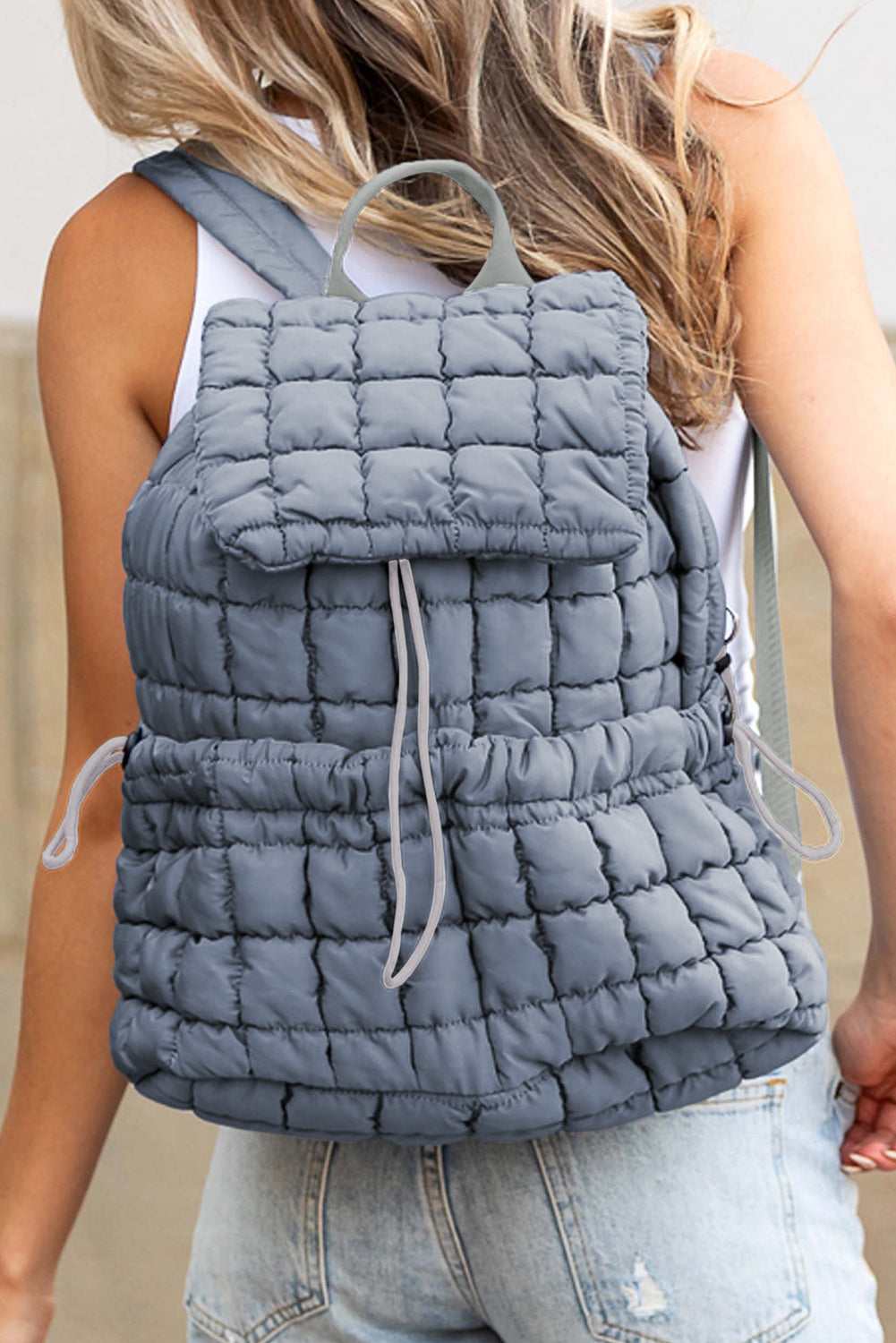Black Solid Flapped Quilted Puffer Backpack 7078290bb0b8a65b