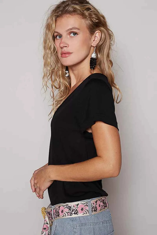 Basic V-Neck Short Sleeve T-Shirt 707b81bc-854d-4f06-a145-cbc430b82860-Max-Origin