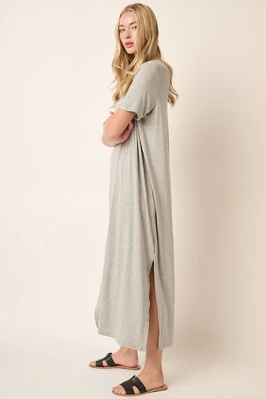 Mittoshop Side Slit Round Neck Short Sleeve Dress 7082b569-4723-4a4d-96e8-c02c0b4abccf-Max
