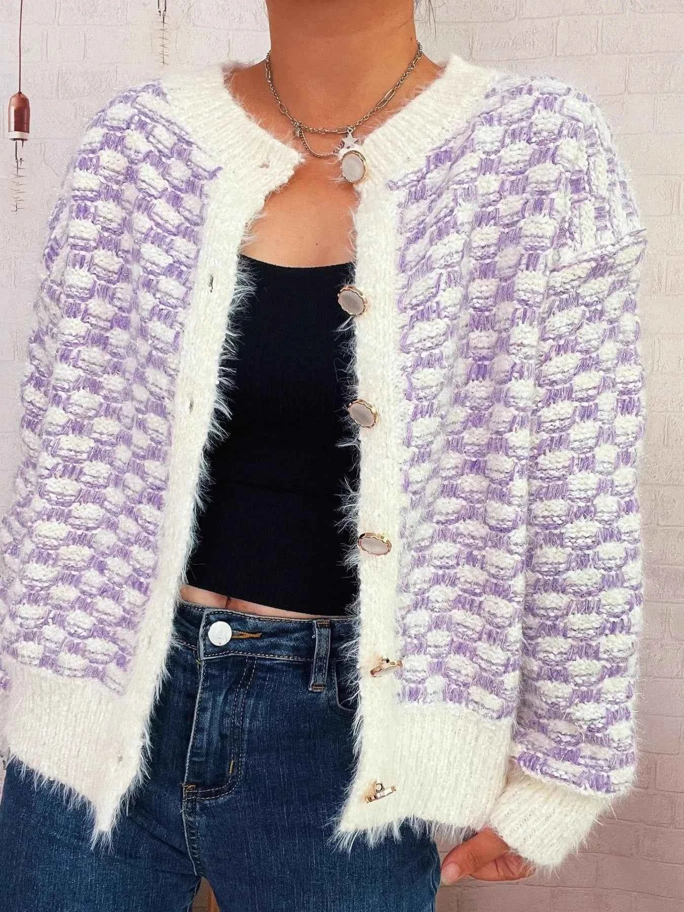 Fluffy Textured Button-Up Cardigan 7089f91d7e4d4f36b25cf731df9e4797-Max-Origin