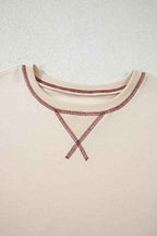 Stripe Patchwork Long Sleeve Knit Top 70b429fe-5de6-4e1e-8ed7-3fc07b2b1ce2