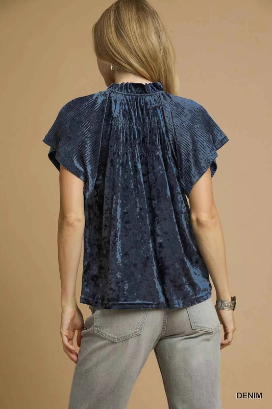 Crushed Velvet Pleated Blouse 70b7da01-7148-40db-81f2-8a86a807db44-Max-Origin
