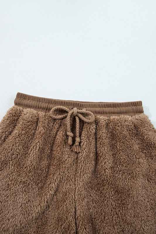 Sherpa Zip-Up Hoodie and Drawstring Shorts Set 70bc4ae3-6650-454b-b6a3-adb665245c7a