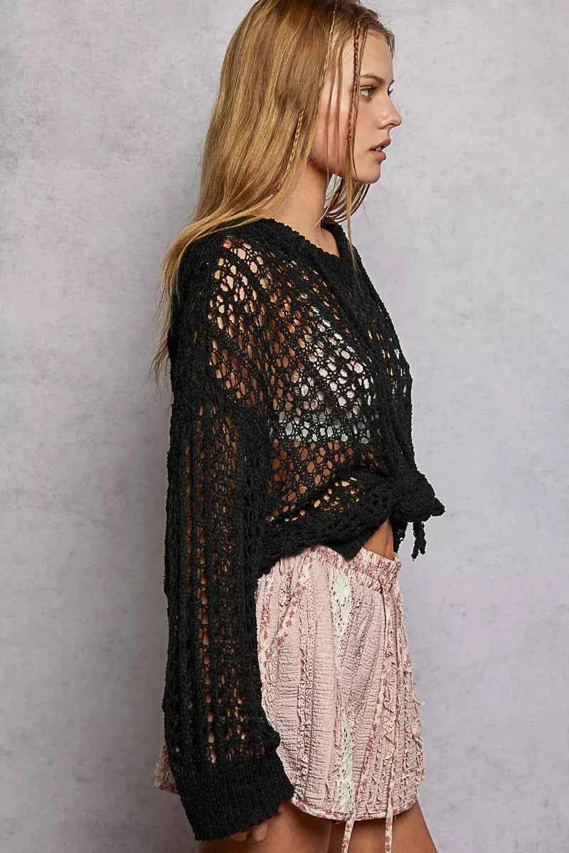 POL Openwork Round Neck High Low Knit Top 70bfb013-2c5e-4fb2-b4ec-9d651c13976a-Max-Origin