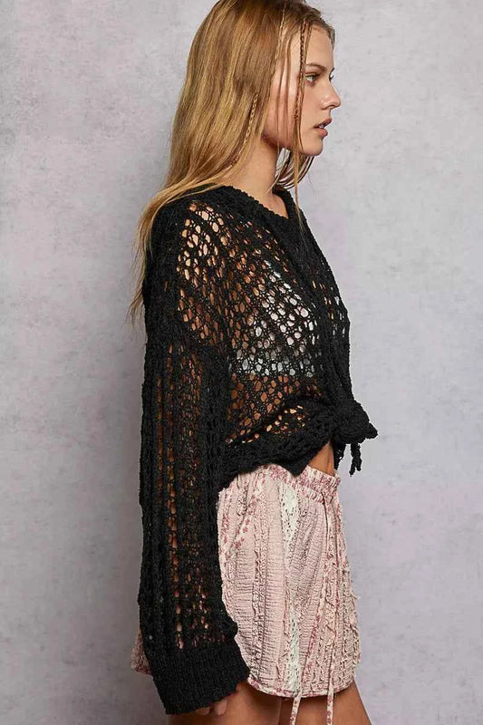 Openwork Round Neck High Low Knit Top 70bfb013-2c5e-4fb2-b4ec-9d651c13976a-Max-Origin