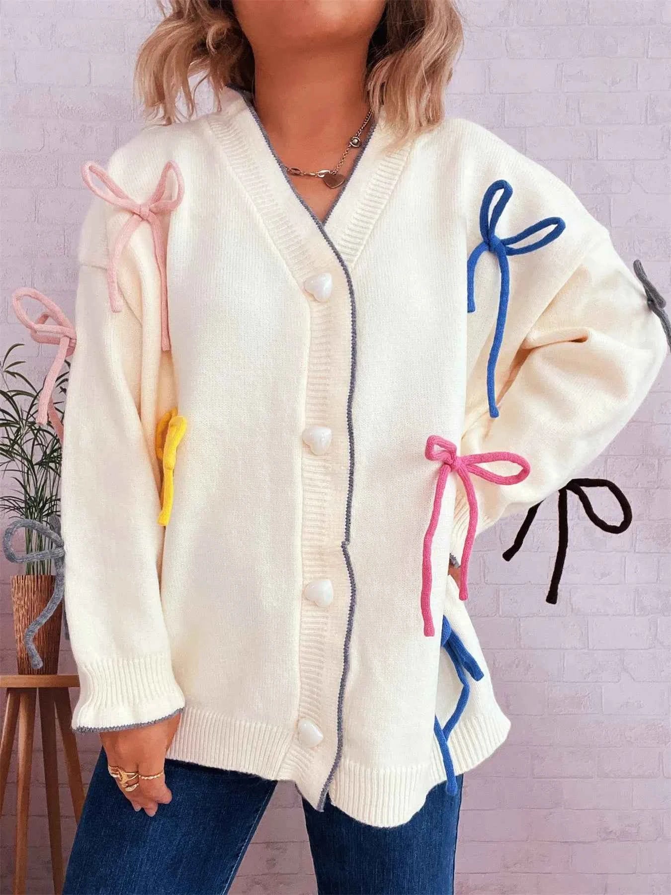 Bow Tie Button Up Cardigan 70c5bb65992a46f3915b4dd8e0d2f5ba-Max-Origin
