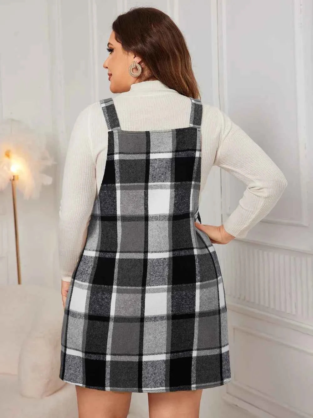 Honey Plus Size Plaid Wide Strap Overall Dress 70cd3b5d-3eb0-4613-b6ce-4438d64e6476-Max