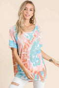 BiBi Tie Dye Print Short Sleeve T-Shirt with Raglan Sleeves PINK MINT 70d2becb1c3a45238ec05d6616f9592f-Max-Origin