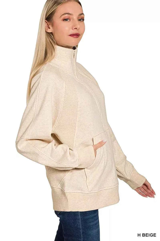 Half Zip Fleece Sweatshirt with kangaroo Pocket 70d61b93309a4d579c6920884ceb7578-Max-Origin